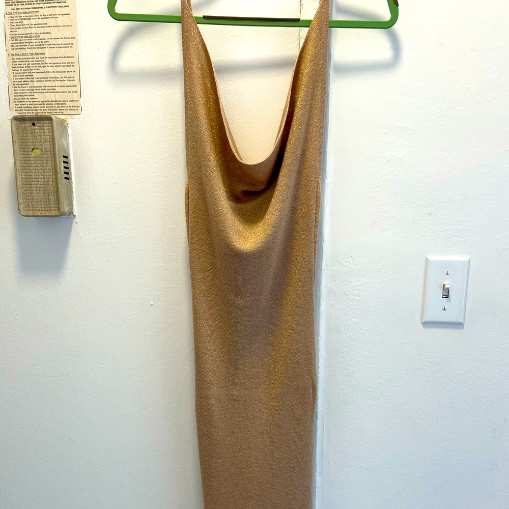 Superdown gold sexy midi dress